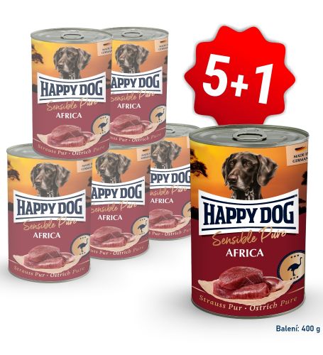 AKCE Konzerva Sensible pure Africa - pštrosí 400 g 5+1