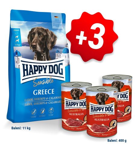 AKCE HD Sensible Greece 11kg + 3x konzerva Känguru Pur (Australia) 400g