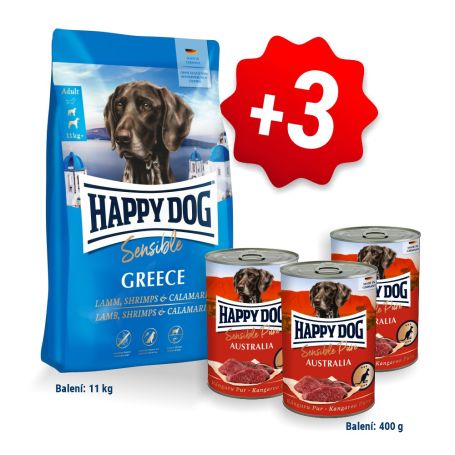 AKCE HD Sensible Greece 11kg + 3x konzerva Känguru Pur (Australia) 400g