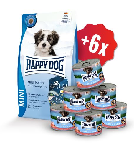AKCE Mini Puppy 10 kg + 6x Puppy Lachs 200 g 
