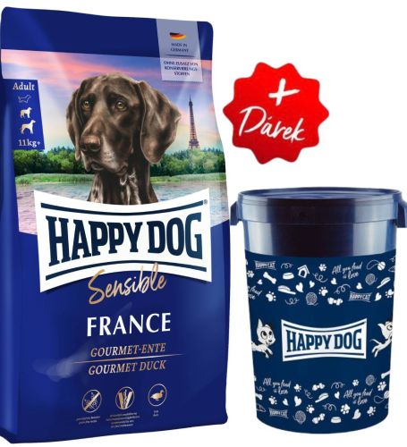 Akcia Sensible France 11 kg + Barel na krmivo Happy Dog velký 43 l