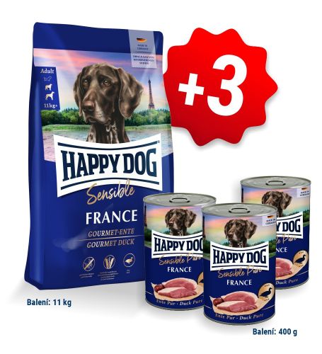 AKCIA HD Sensible France 11kg + 3x Konzerva Ente Pur (France) 400g