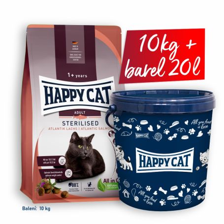 AKCE HC Sterilised Atlantic-Lachs 10kg + malý barel 20l