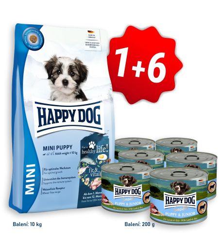 Akce Fit&Vital Mini Puppy 10 kg + 6x konzerva Puppy & Junior Lamm - jehněčí 200 g 