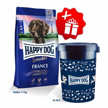 Akce Sensible France 11 kg + Barel na krmivo Happy Dog velký 43 l