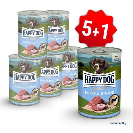 AKCIA Sensible Puppy & Junior - Lamm & Reis - jahňacie 400 g 5+1