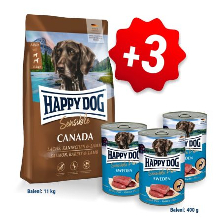 AKCIA HD Sensible Canada 11kg + 3x Konzerva Wild Pur (Sweden) 400g 