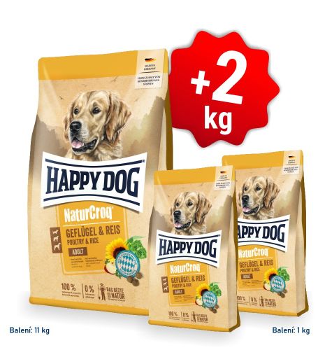 Akcia NaturCroq GEFLÜGEL PUR & REIS 11 kg + 2 kg SK