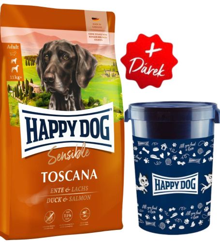 Akcia Sensible Toscana 12,5 kg + Barel na krmivo Happy Dog velký 43 l