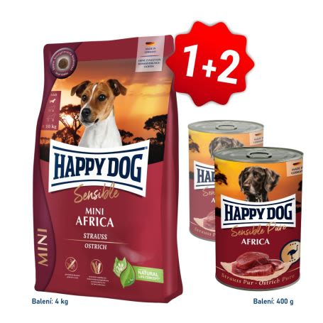 Akcia Mini Africa 4kg  + 2x konzerva Strauss Pur 400g SK