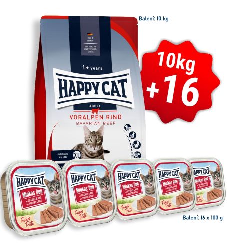 AKCE HC Culinary Adult Voralpen-Rind / Hovězí 10 kg + 16x Minkas Duo Paté - Drůbež & Hovězí 100 g