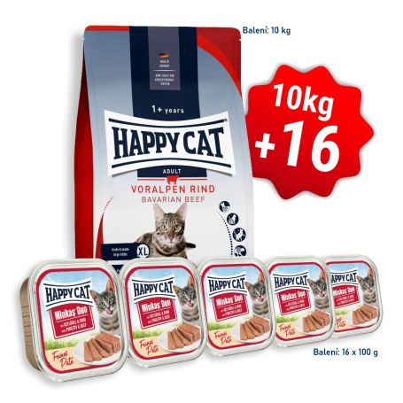 AKCE HC Culinary Adult Voralpen-Rind / Hovězí 10 kg + 16x Minkas Duo Paté - Drůbež & Hovězí 100 g