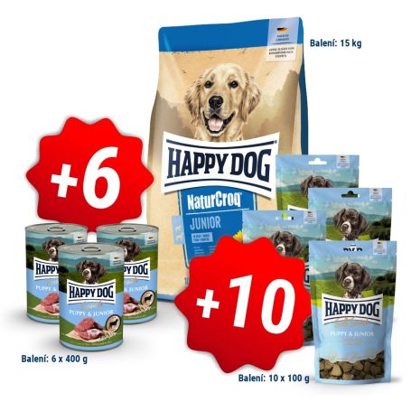 AKCIA NaturCroq Junior 15 kg + 6 konzerv 400g a 10x pamlsek