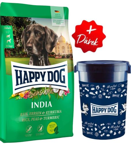 Akcia Sensible India 10 kg + Barel na krmivo Happy Dog velký 43 l