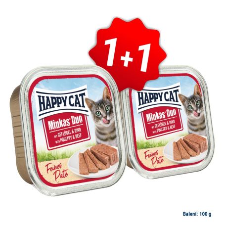 AKCE Minkas Duo Paté Drůbež a Hovězí 100g 1+1 