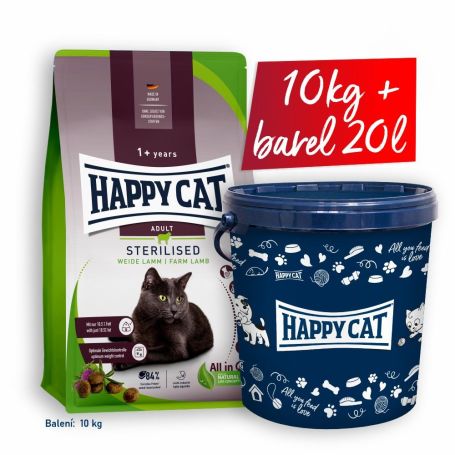 AKCE HC Sterilised Weide-Lamm 10kg + malý barel 20l