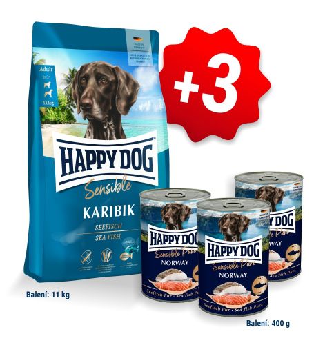 AKCE HD Sensible Karibik 11kg + 3x konzerva Lachs Pur (Norway) 400g