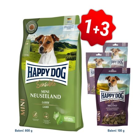 Akcia Mini Neuseeland 800g + 3x Soft Snack Mini Ireland 100g SK