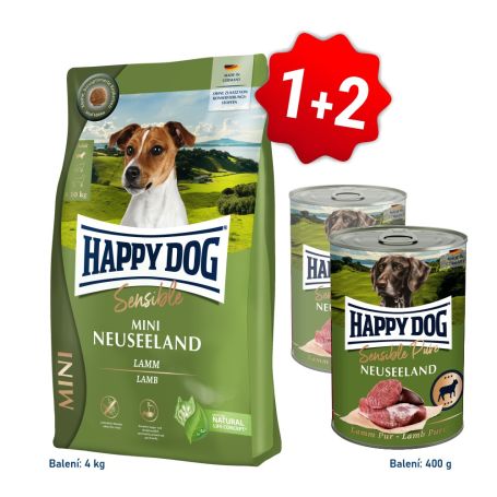 Akcia Mini Neuseeland 4kg  + 2x konzerva Lamm Pur 400g SK 