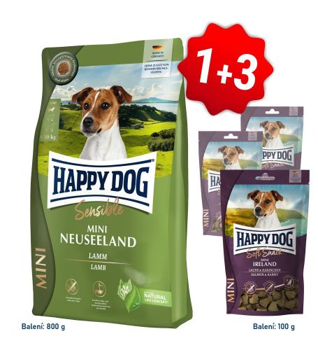 Akcia Mini Neuseeland 800g + 3x Soft Snack Mini Ireland 100g SK