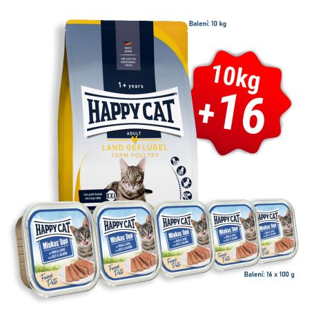 AKCE HC Culinary Adult Land-Geflügel / Drůbež 10 kg + 16x Minkas Duo Paté - Hovězí & Losos 100 g