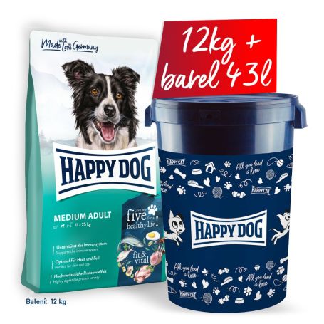 AKCE Medium Adult 12kg + barel na krmivo, velký