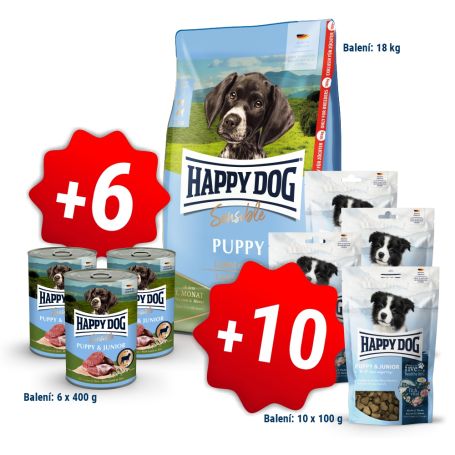 AKCE Sensible Puppy Lamb & Rice 18 kg + 6 konzerv 400g a 10x pamlsek