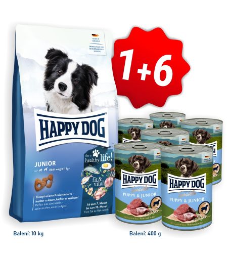 AKCE Fit & Vital Junior 10 kg + 6x konzerva Puppy & Junior Lamm - jehněčí 400 g
