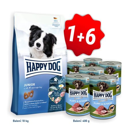 AKCE Fit & Vital Junior 10 kg + 6x konzerva Puppy & Junior Lamm - jehněčí 400 g