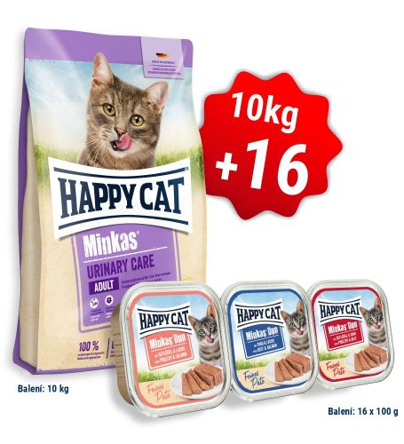 AKCE Minkas Urinary Care Geflügel 10 Kg + 16x Minkas Duo Paté 100 g