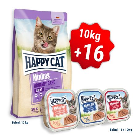 AKCE Minkas Urinary Care Geflügel 10 Kg + 16x Minkas Duo Paté 100 g