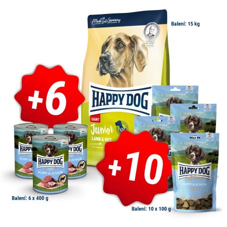AKCIA Junior Giant Lamb & Rice 15 kg + 6 konzerv 400g a 10x pamlsek 