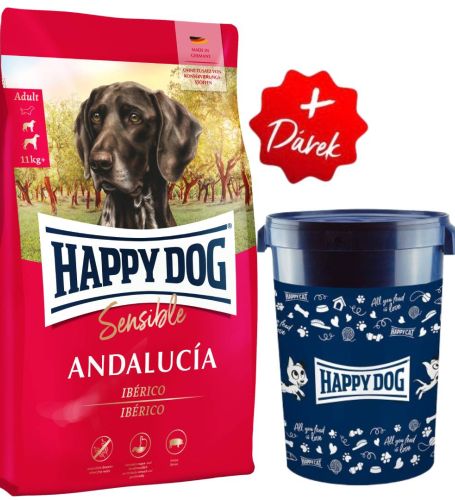Akcia Sensible Andalucía 11 kg + Barel na krmivo Happy Dog velký 43 l