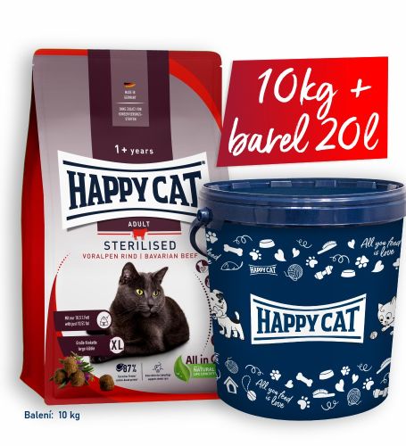 AKCIA HC Sterilised Voralpen-Rind 10kg + malý barel 20l (SK)