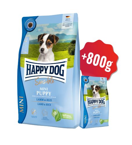 AKCIA Sensible Mini Puppy Lamb & Rice 4 kg + 800g (SK)