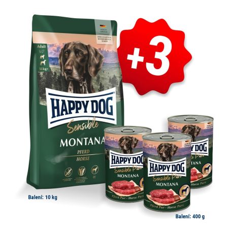 AKCE HD Sensible Montana 10kg + 3x konzerva Pferd Pur (Montana) 400g