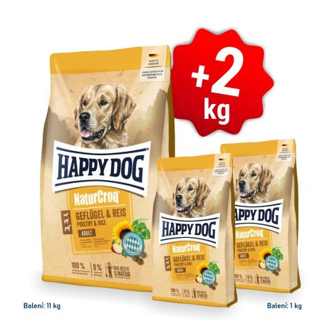 Akcia NaturCroq GEFLÜGEL PUR & REIS 11 kg + 2 kg SK