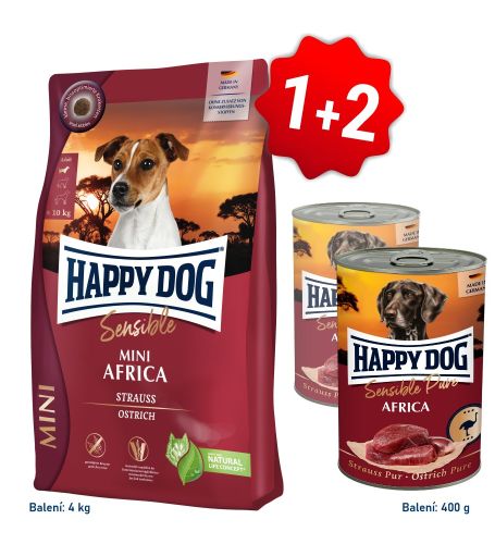Akcia Mini Africa 4kg  + 2x konzerva Strauss Pur 400g SK
