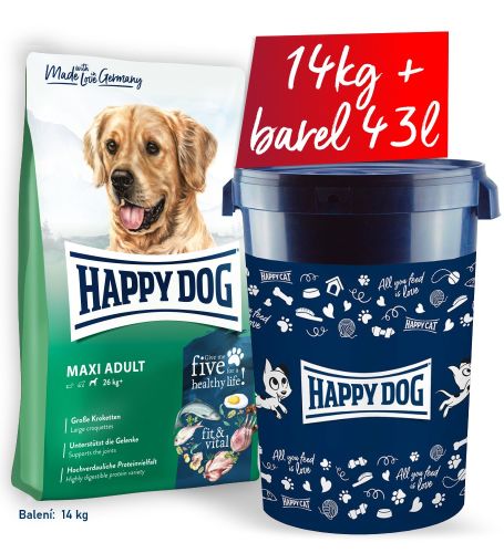 AKCIA Maxi Adult 14kg + barel na krmivo, velký (SK) 