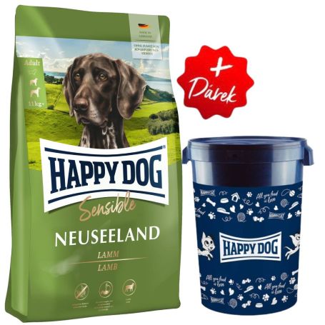 Akce Sensible Neuseeland 12,5 kg + Barel na krmivo Happy Dog velký 43 l