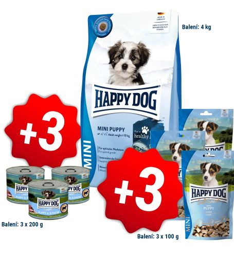 AKCE fit & vital Mini Puppy 4 kg + 3 konzervy 200g a 3x pamlsek 