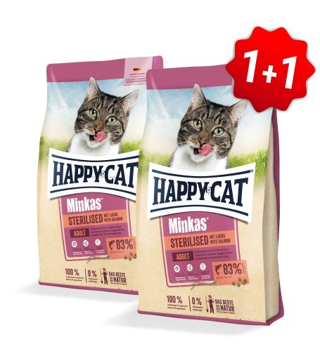 Akce Minkas Sterilised Lachs 1,5 kg 1+1