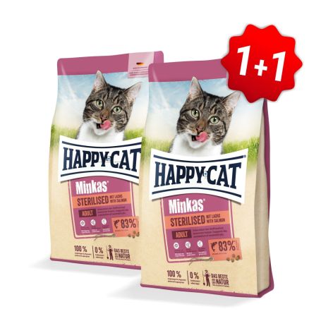 Akce Minkas Sterilised Lachs 1,5 kg 1+1