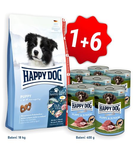 AKCE Fit & Vital Puppy 18 kg + 6x konzerva Puppy & Junior Lamm - jehněčí 400 g