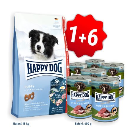 AKCE Fit & Vital Puppy 18 kg + 6x konzerva Puppy & Junior Lamm - jehněčí 400 g
