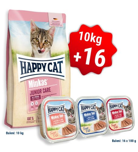 AKCIA HC Minkas Junior Care Geflügel 10 Kg  + 16x Minkas Duo Paté 100 g