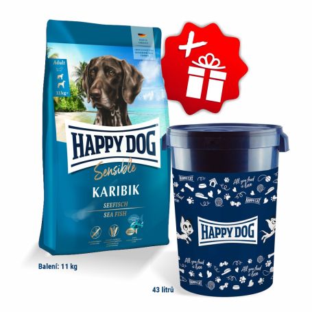 Akce Sensible Karibik 11 kg + Barel na krmivo Happy Dog velký 43 l