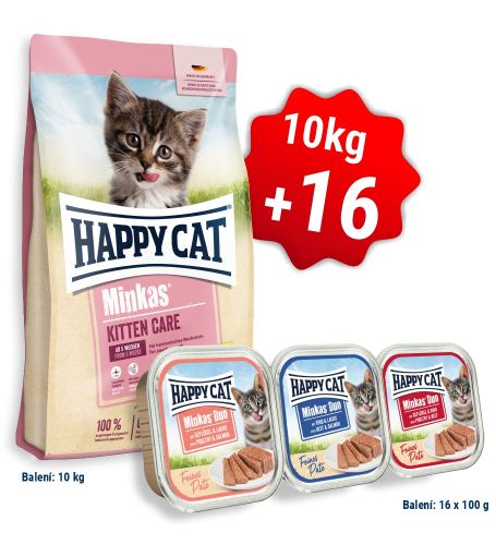 AKCIA HC Minkas Kitten Care Geflügel 10 Kg  + 16x Minkas Duo Paté 100 g 