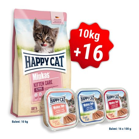 AKCIA HC Minkas Kitten Care Geflügel 10 Kg  + 16x Minkas Duo Paté 100 g 