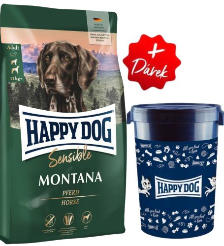 Akce Sensible Montana 10 kg + Barel na krmivo Happy Dog velký 43 l